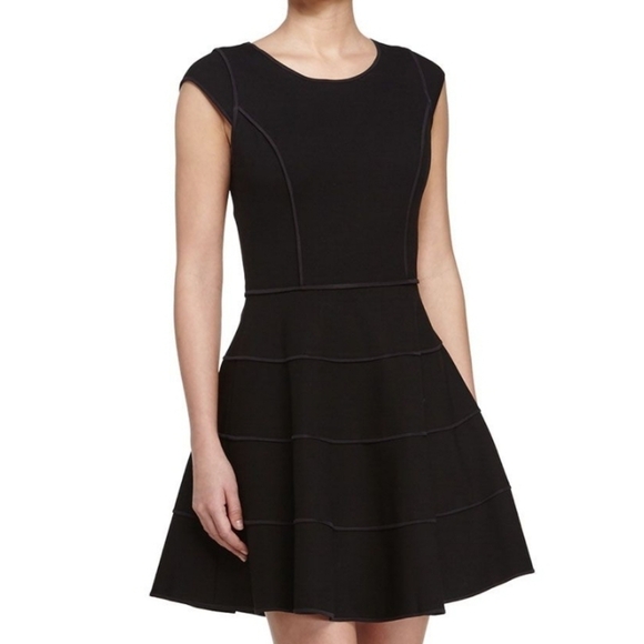Halston Heritage Black Fit & Flare Sleeveless Mini Cocktail Dress Size Small New - Picture 2 of 9